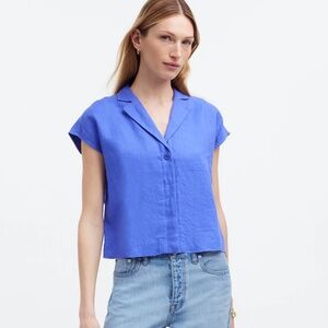 Madewell Boxy Cap-Sleeve Shirt in 100% Linen